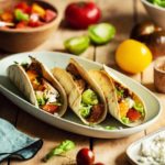 Tacos de tomates, feta et émincé de poulet