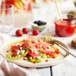 Salade tomate-pastèque et sa vinaigrette de fraises