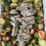 Filet mignon de porc au citron et zaatar, pommes de terre aux piquillos