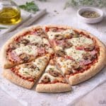 Pizza sans gluten mozzarella, champignons et jambon