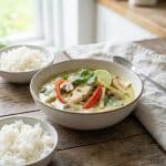 Soupe thaï au curry vert et poulet sans gluten ni lactose